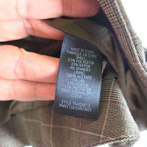 Women's Guess Brown Plaid Clasp Business Casual Blazer Size Medium - Picture 12 of 13